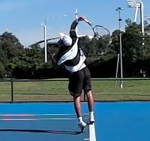 Double pendulum in action during a serve