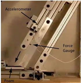 Experiment apparatus at 60 degree impact.