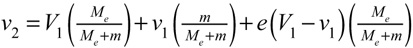 Alternative formula for final ball speed highlighting the role of the mass ratio.