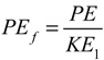 Formula for the fraction of PE converted compared to incident KE.