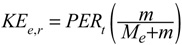 Equation for racket kinetic energy return due to restitution phase only.