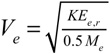 Equation for racket velocity due to elastic potential energy return.