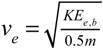 Equation for ball velocity due to elastic potential energy return.