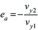 Equation for apparent coefficient of restitution.