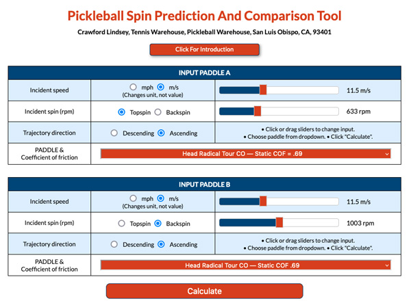 Spin Prediction and Comparison Tool screenshot.